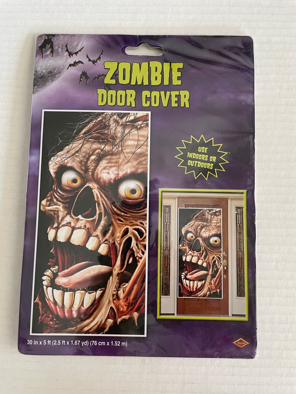 SCREAMING ZOMBIE HUGE EYES DOOR COVER HALLOWEEN PARTY DECORATION BG00006